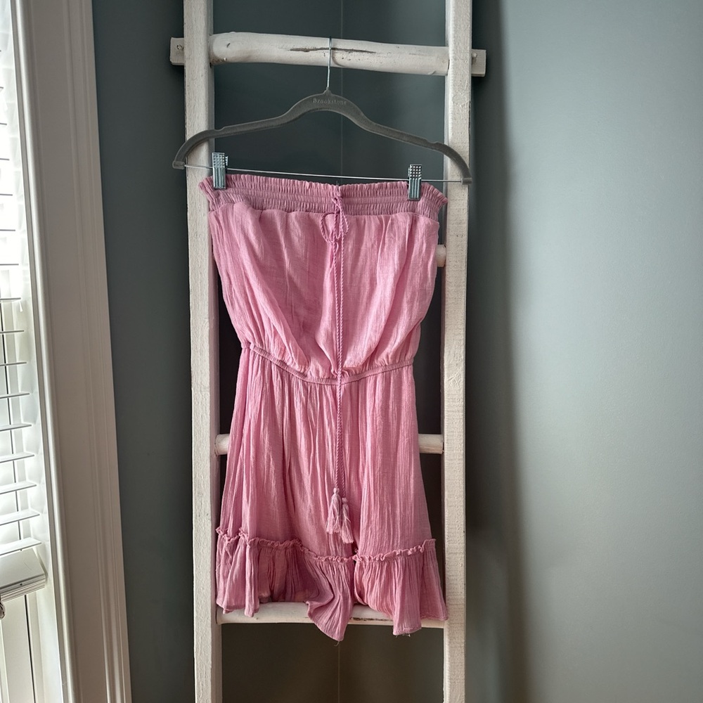 Pink Strapless Ruffle Dress